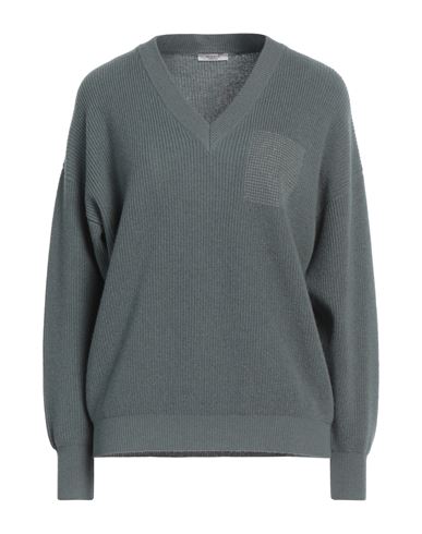 Peserico Woman Sweater Sage Green Size 6 Virgin Wool, Silk, Cashmere, Metallic Fiber