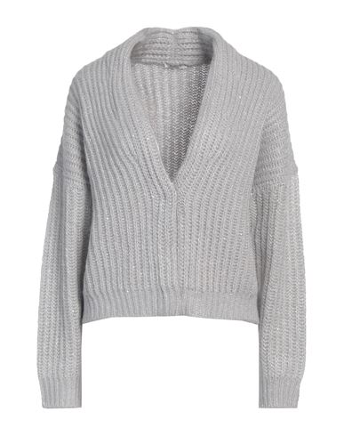 Peserico Woman Cardigan Light Grey Size 10 Baby Alpaca Wool, Nylon, Virgin Wool, Polyester