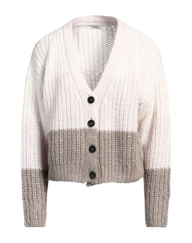 Peserico Woman Cardigan Ivory Size 8 Baby Alpaca Wool, Nylon, Virgin Wool In White