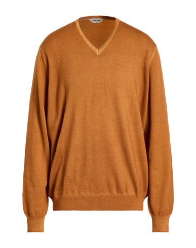 Gran Sasso Man Sweater Camel Size 48 Virgin Wool In Orange