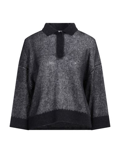 Peserico Woman Sweater Navy Size 8 Baby Alpaca Wool, Nylon, Virgin Wool In Navy Blue