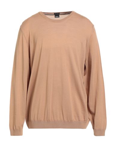 Shop Hugo Boss Boss Man Sweater Camel Size Xxl Virgin Wool