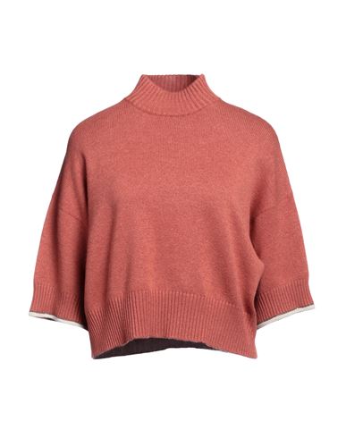 Brunello Cucinelli Woman Turtleneck Brick Size Xs Cashmere, Brass In Red