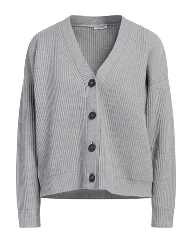 Shop Peserico Woman Cardigan Grey Size 8 Virgin Wool, Silk, Viscose, Cashmere, Polyester