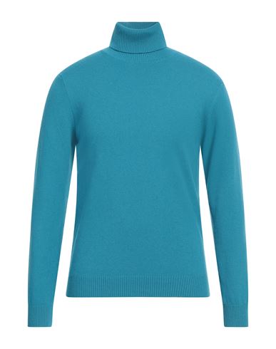 Shop Daniele Fiesoli Man Turtleneck Azure Size L Cashmere In Blue