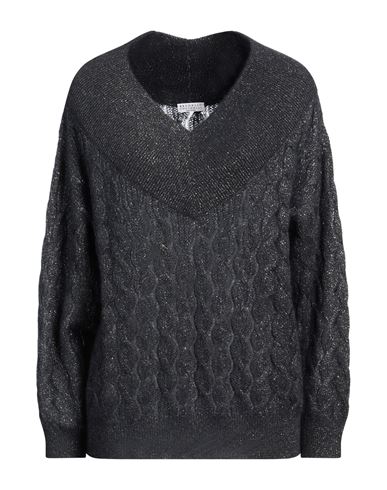 BRUNELLO CUCINELLI BRUNELLO CUCINELLI WOMAN SWEATER SLATE BLUE SIZE XL MOHAIR WOOL, POLYAMIDE, WOOL, METALLIC FIBER 