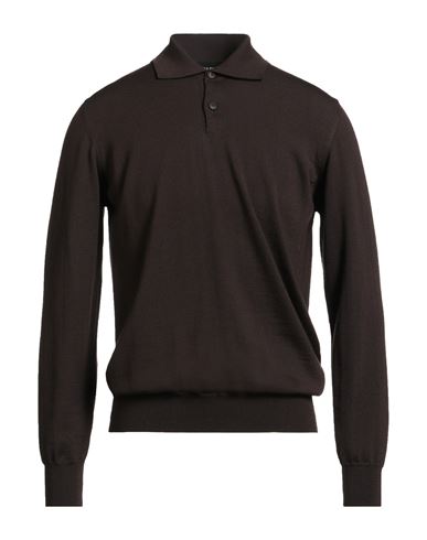 Alpha Studio Man Sweater Dark Brown Size 40 Merino Wool In Brown