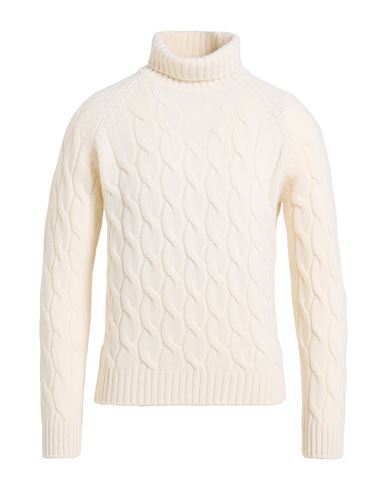 Gran Sasso Man Turtleneck Ivory Size 40 Virgin Wool In White