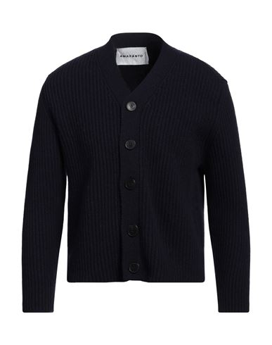 Amaranto Man Cardigan Midnight Blue Size S Wool In Blue