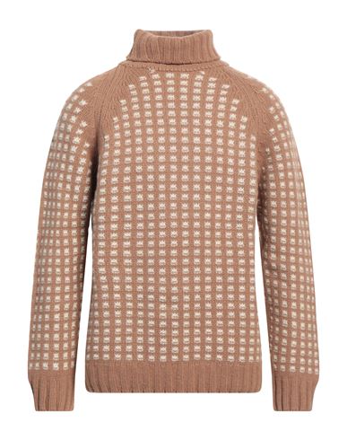 Daniele Fiesoli Man Turtleneck Camel Size Xl Baby Alpaca Wool, Merino Wool