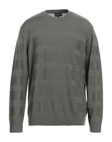 Emporio Armani Man Sweater Military Green Size Xl Virgin Wool, Polyamide, Elastane In Green