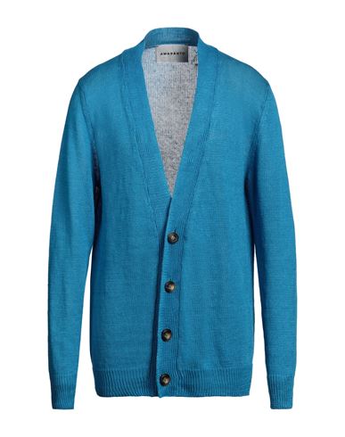 Amaranto Man Cardigan Azure Size L Mohair Wool, Acrylic, Polyamide, Elastane In Blue