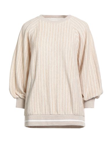 Eleventy Woman Sweater Beige Size L Cotton, Polyamide, Polyester In Neutral
