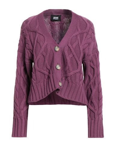Alpha Studio Woman Cardigan Mauve Size 10 Merino Wool In Purple