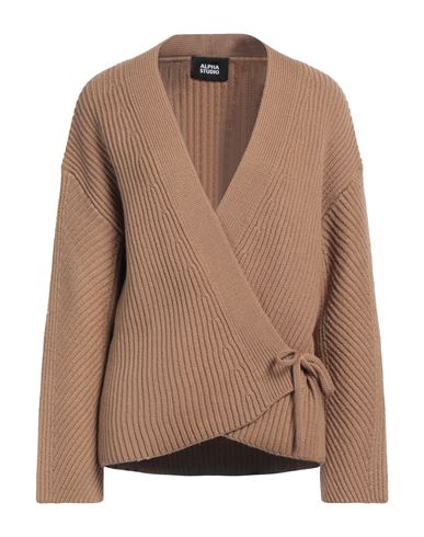 Alpha Studio Woman Cardigan Camel Size 10 Wool In Beige