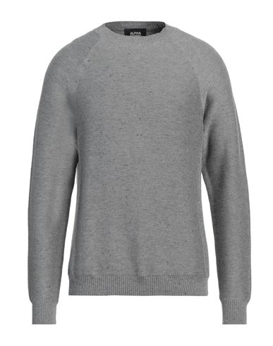 Alpha Studio Man Sweater Grey Size 40 Organic Cotton, Cashmere In Gray