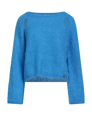 Liu •jo Woman Sweater Azure Size L Mohair Wool, Polyamide, Elastane In Blue