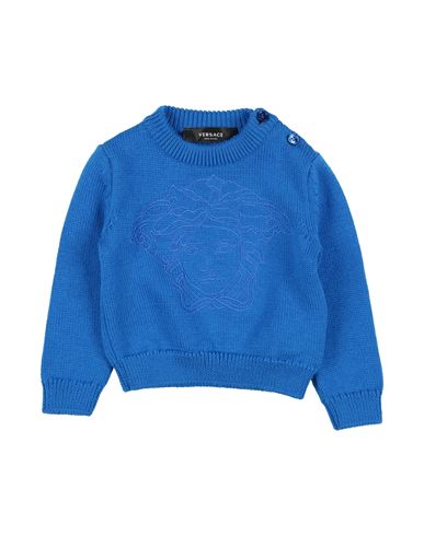 Versace Young Babies'  Newborn Sweater Blue Size 3 Virgin Wool, Viscose