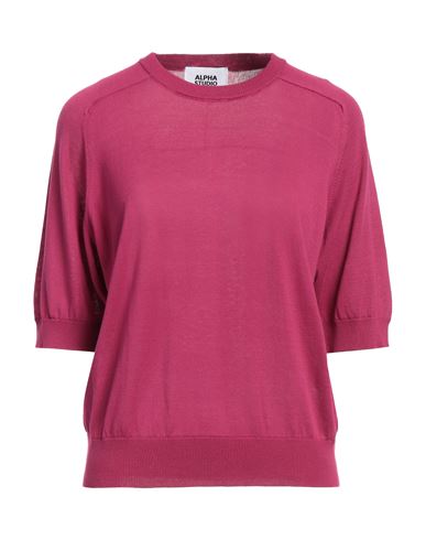 Alpha Studio Woman Sweater Magenta Size 8 Cotton