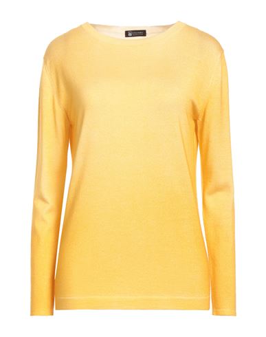 Colombo Woman Sweater Yellow Size 10 Cashmere, Silk