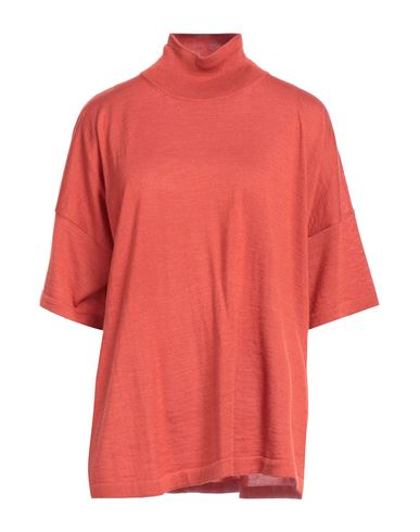Gentryportofino Woman Turtleneck Rust Size 8 Virgin Wool, Silk In Red