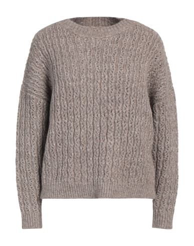 Gentryportofino Woman Sweater Taupe Size 4 Alpaca Wool, Polyamide, Cashmere, Virgin Wool In Grey