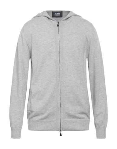 Alpha Studio Man Cardigan Light Grey Size 44 Geelong Wool In Gray