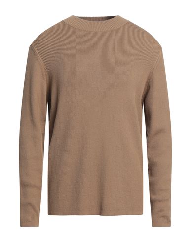 Sandro Man Sweater Camel Size Xl Cotton, Polyester In Beige