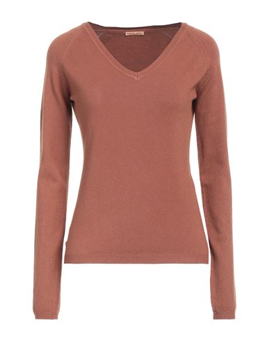 White Wise Woman Sweater Brown Size L Viscose, Modal, Nylon In Brown