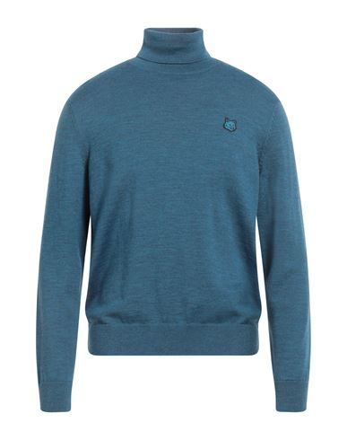 Maison Kitsuné Man Turtleneck Pastel Blue Size L Wool In Blue