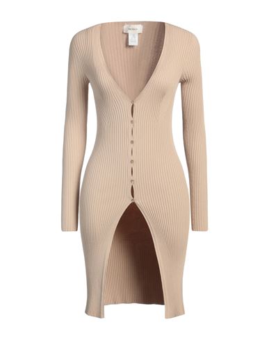 VICOLO VICOLO WOMAN CARDIGAN BEIGE SIZE ONESIZE VISCOSE, POLYESTER 