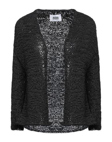 Alpha Studio Woman Cardigan Black Size 8 Polyester, Polyamide In Black