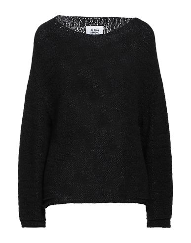 Alpha Studio Woman Sweater Black Size 10 Cotton, Polyamide