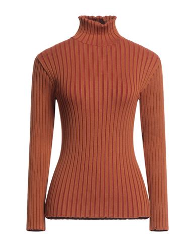 Drome Woman Turtleneck Rust Size M Viscose, Polyester In Red