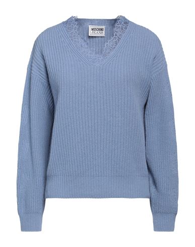 Moschino Jeans Woman Sweater Light Blue Size S Wool, Polyamide
