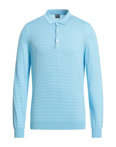 Fedeli Man Sweater Azure Size 40 Cotton, Polyester In Blue