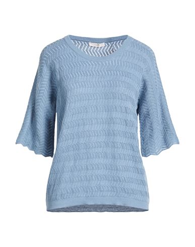 Fedeli Woman Sweater Light Blue Size 8 Linen, Cotton