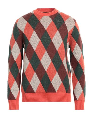 Chateau Orlando Harlequin Crewneck Jumper Mohair Wool In Orange