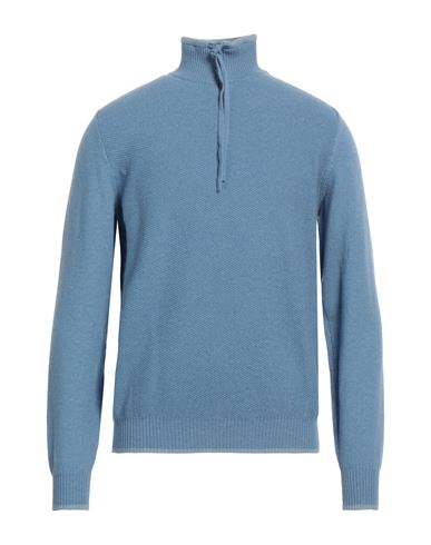 Fedeli Man Turtleneck Pastel Blue Size 40 Cashmere In Blue