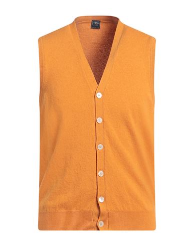 Fedeli Man Cardigan Orange Size 42 Cashmere