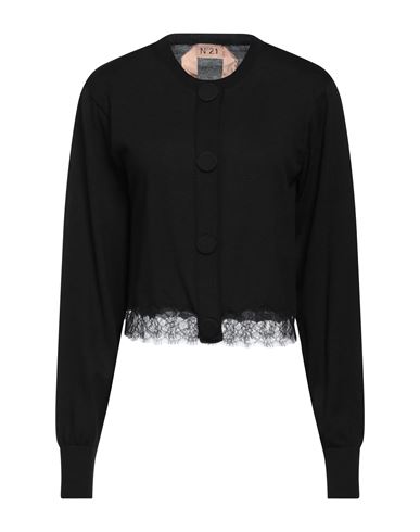 N°21 Woman Cardigan Black Size 2 Cotton, Polyamide, Viscose In Black
