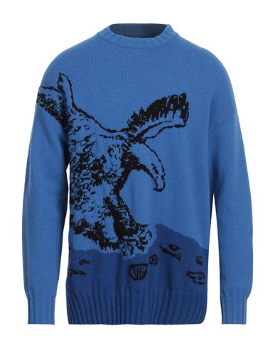 Emporio Armani Man Sweater Blue Size M Wool, Polyamide In Blue