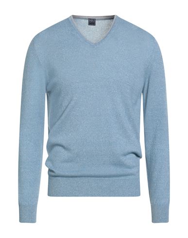 Fedeli Man Sweater Sky Blue Size 40 Cashmere, Linen