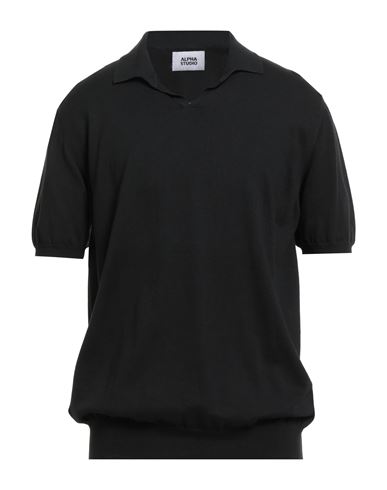 Shop Alpha Studio Man Sweater Black Size 48 Cotton