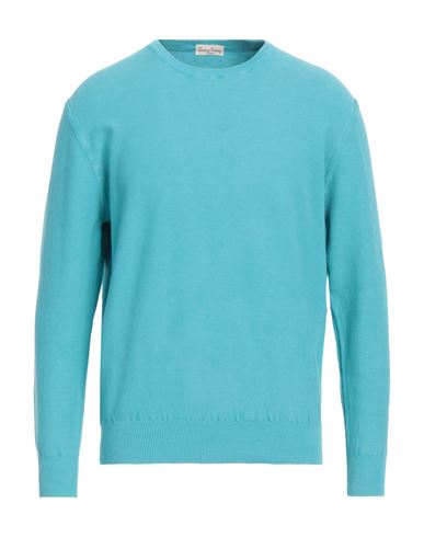 Cashmere Company Man Sweater Turquoise Size 42 Cotton, Silk In Blue