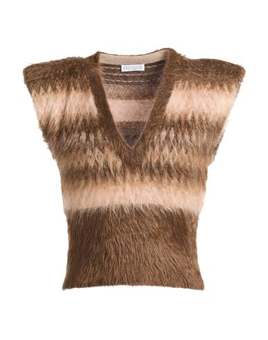Shop Brunello Cucinelli Woman Sweater Brown Size M Mohair Wool, Polyamide, Wool, Virgin Wool, Cashmere