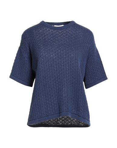 Fedeli Woman Sweater Blue Size 8 Cotton, Linen In Blue