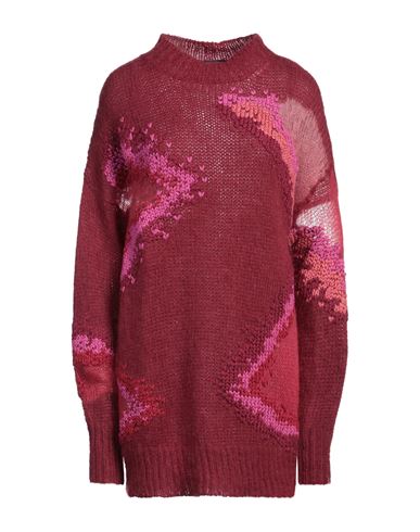 Dondup Woman Sweater Burgundy Size 6 Mohair Wool, Polyamide, Wool In Red