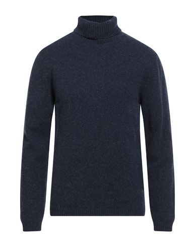Daniele Fiesoli Man Turtleneck Navy Size L Merino Wool In Blue