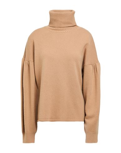 Max Mara Woman Turtleneck Camel Size L Wool, Cashmere In Beige